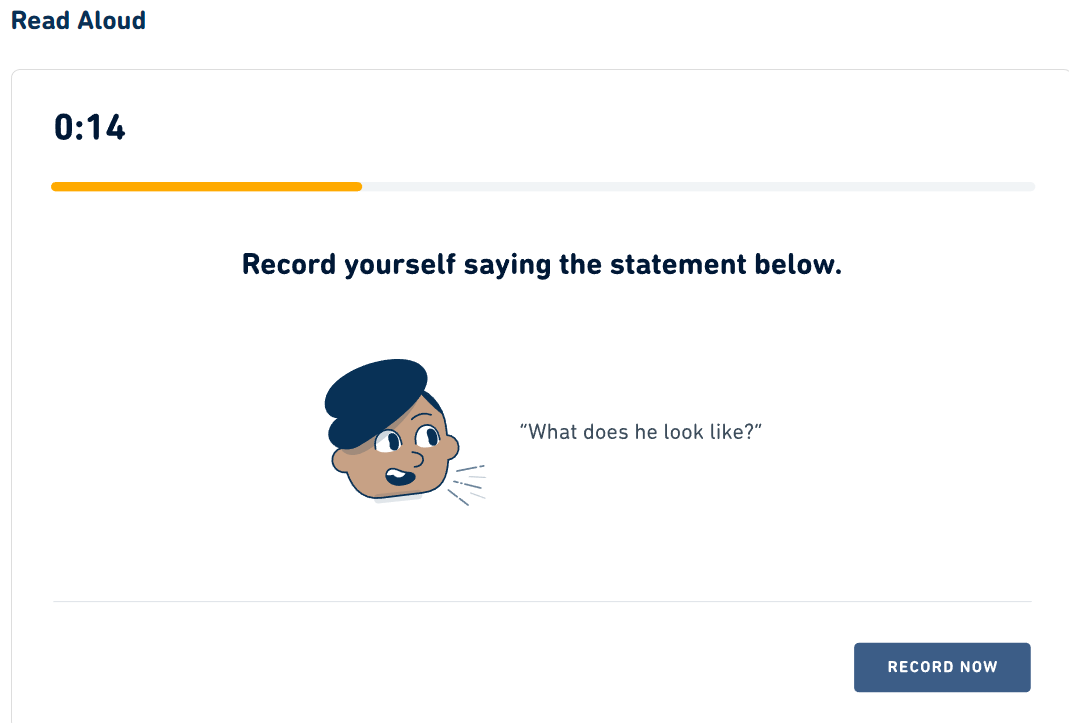 A screenshot of the det question type: "Read Aloud"