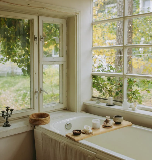 A demo photo of DET "Speak About the Photo" questions: a bathroom.