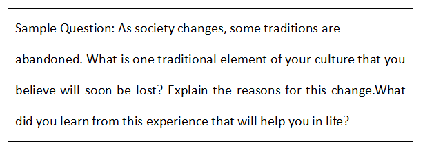 An example photo of DET 'Writing Sample' Culture and Society questions.