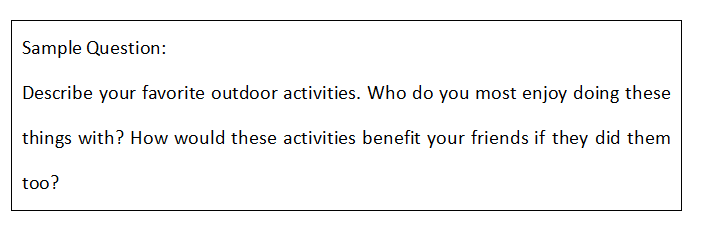 An example photo of DET 'Writing Sample' Travel and Leisure Activities questions.