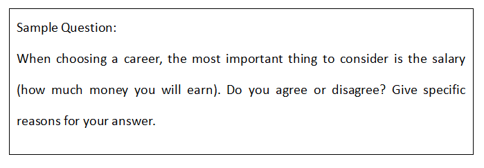 An example photo of DET 'Writing Sample' Career and Finance questions.