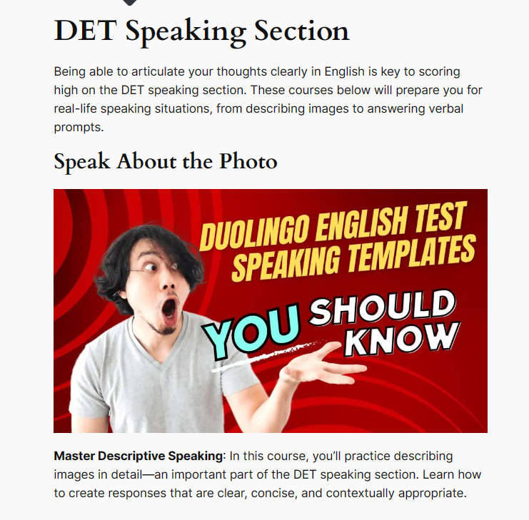 A screenshot of the DETPrep website course.