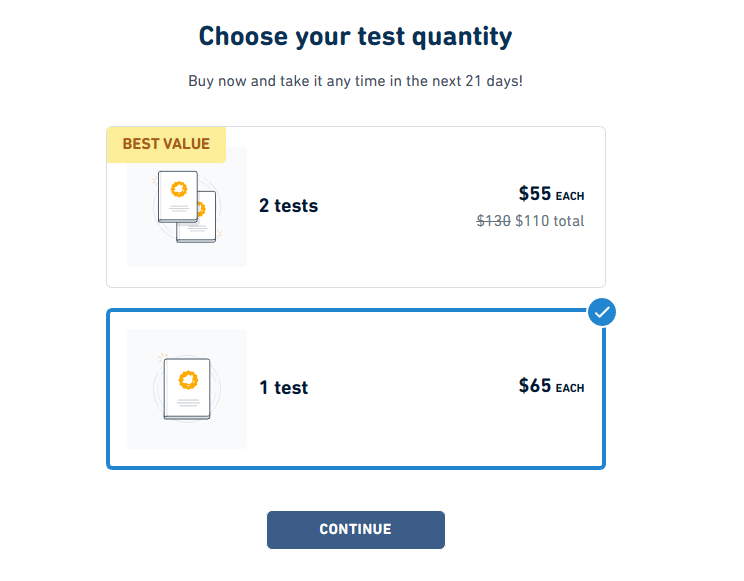 A screenshot of the official Duolingo English Test website showing the prices.